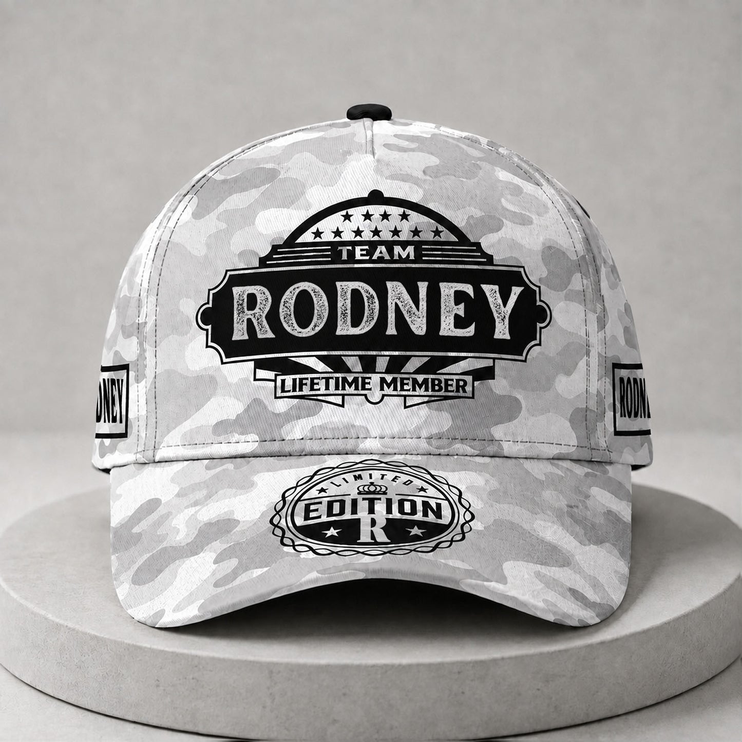 RODNEY TC01 HH79 Team Your Name Hat, Personalized Camo Baseball Cap, Custom Family Gift, Gift for Him Her