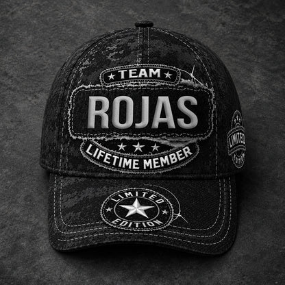 ROJAS TC03 HH79  Personalized Black Camo Baseball Cap, Custom Name Family Hat