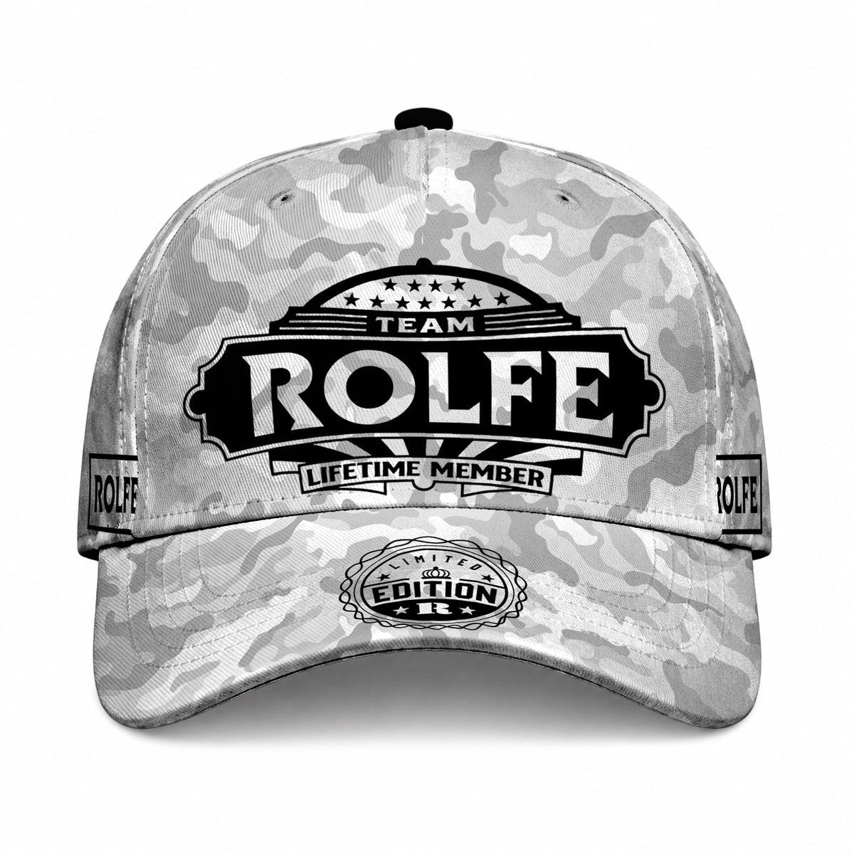 ROLFE TC01 HH79 Team Your Name Hat, Personalized Camo Baseball Cap, Custom Family Gift, Gift for Him Her