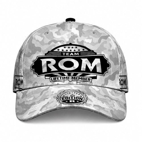 ROM TC01 HH79 Team Your Name Hat, Personalized Camo Baseball Cap, Custom Family Gift, Gift for Him Her