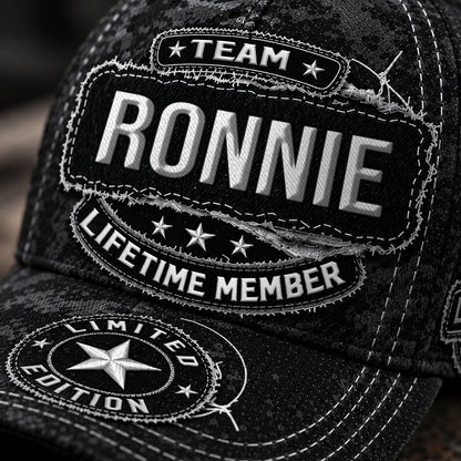 RONNIE TC03 HH79  Personalized Black Camo Baseball Cap, Custom Name Family Hat