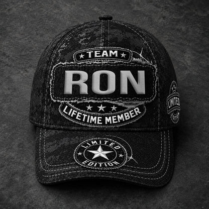 RON TC03 HH79  Personalized Black Camo Baseball Cap, Custom Name Family Hat