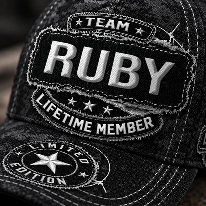 RUBY TC03 HH79  Personalized Black Camo Baseball Cap, Custom Name Family Hat