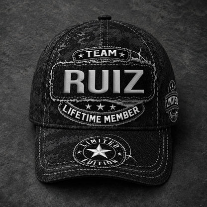 RUIZ TC03 HH79  Personalized Black Camo Baseball Cap, Custom Name Family Hat