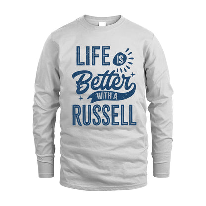 RUSSELL HH88-K2–Personalized Name Quote T-Shirt Life Is Better With Unisex Gift