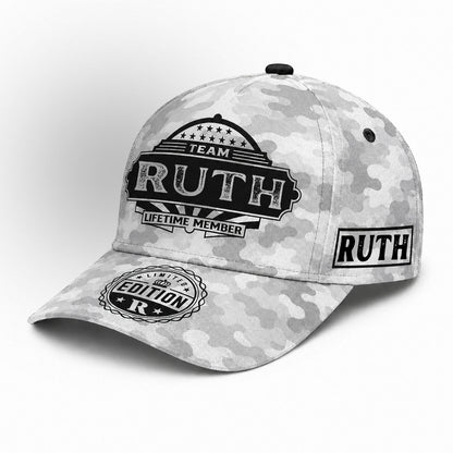 RUTH TC01 HH79 Team Your Name Hat, Personalized Camo Baseball Cap, Custom Family Gift, Gift for Him Her