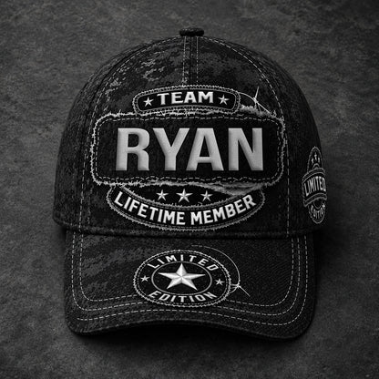 RYAN TC03 HH79  Personalized Black Camo Baseball Cap, Custom Name Family Hat