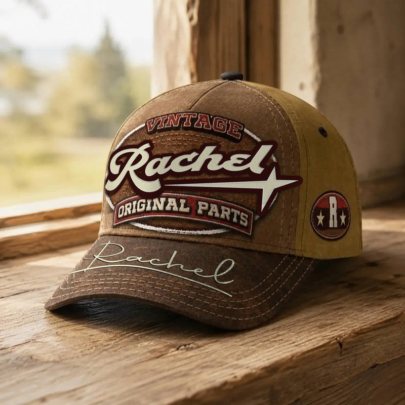RACHEL TC02 HH79  Personalized Name Baseball Cap, Vintage Retro Hat, Custom Gift for Him & Her
