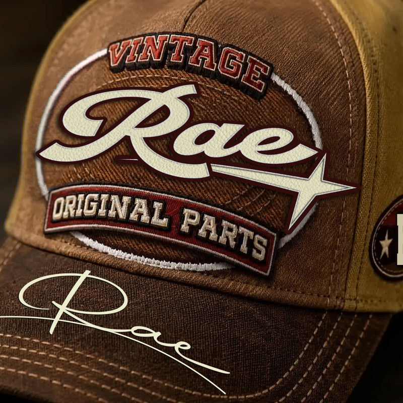 RAE TC02 HH79  Personalized Name Baseball Cap, Vintage Retro Hat, Custom Gift for Him & Her