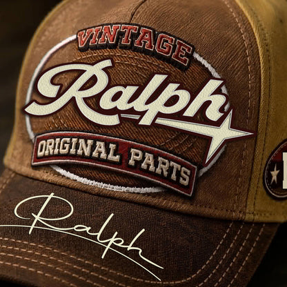 RALPH TC02 HH79  Personalized Name Baseball Cap, Vintage Retro Hat, Custom Gift for Him & Her