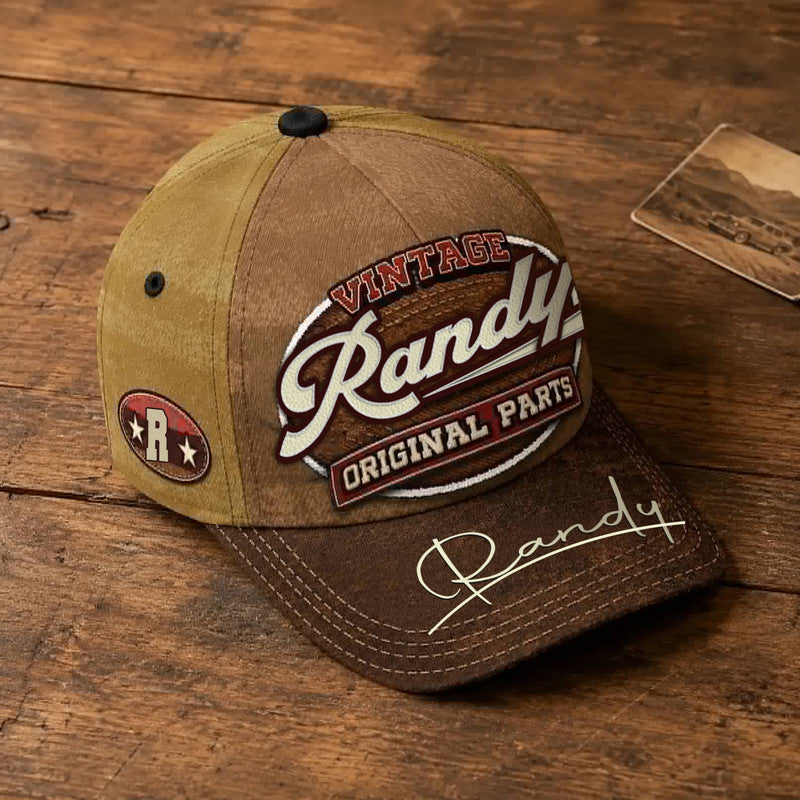 RANDY TC02 HH79  Personalized Name Baseball Cap, Vintage Retro Hat, Custom Gift for Him & Her