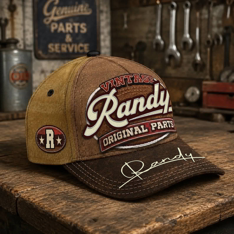 RANDY TC02 HH79  Personalized Name Baseball Cap, Vintage Retro Hat, Custom Gift for Him & Her