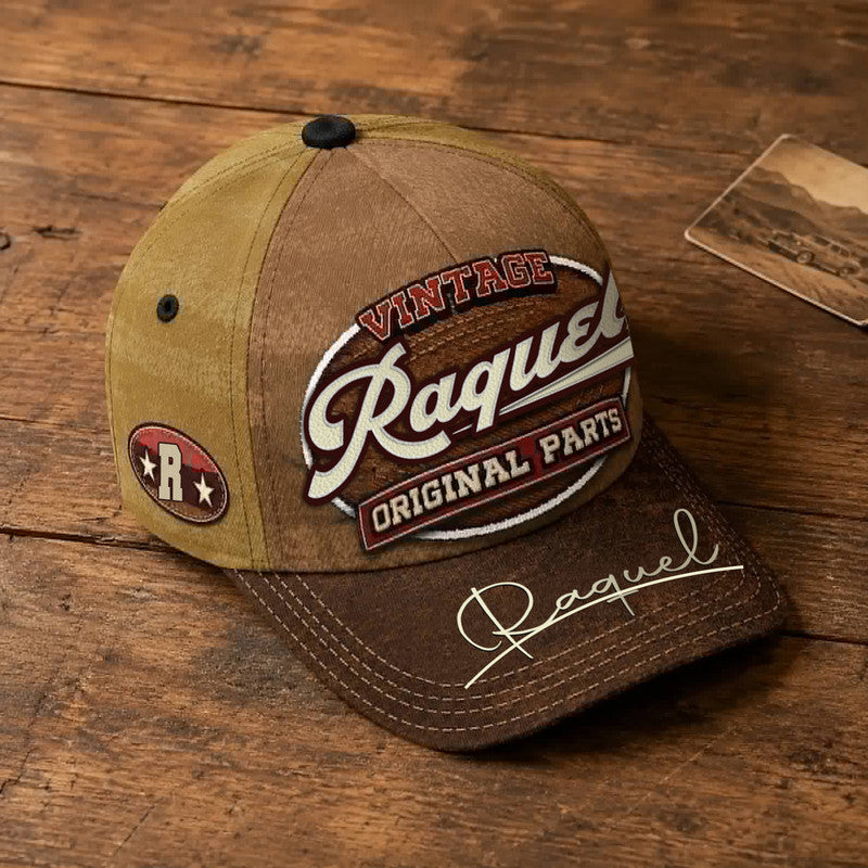 RAQUEL TC02 HH79  Personalized Name Baseball Cap, Vintage Retro Hat, Custom Gift for Him & Her