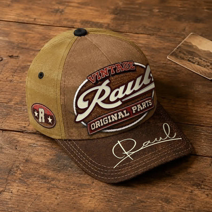 RAUL TC02 HH79  Personalized Name Baseball Cap, Vintage Retro Hat, Custom Gift for Him & Her