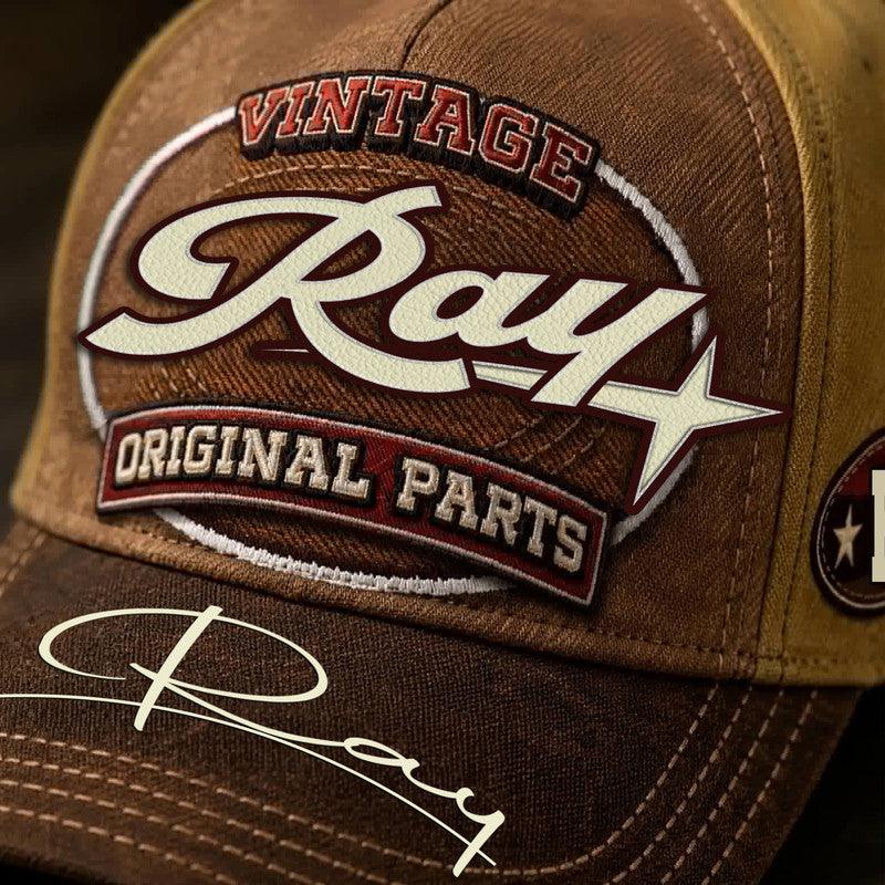 RAY TC02 HH79  Personalized Name Baseball Cap, Vintage Retro Hat, Custom Gift for Him & Her