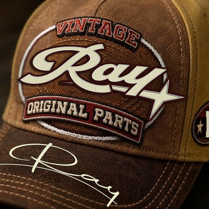 RAY TC02 HH79  Personalized Name Baseball Cap, Vintage Retro Hat, Custom Gift for Him & Her