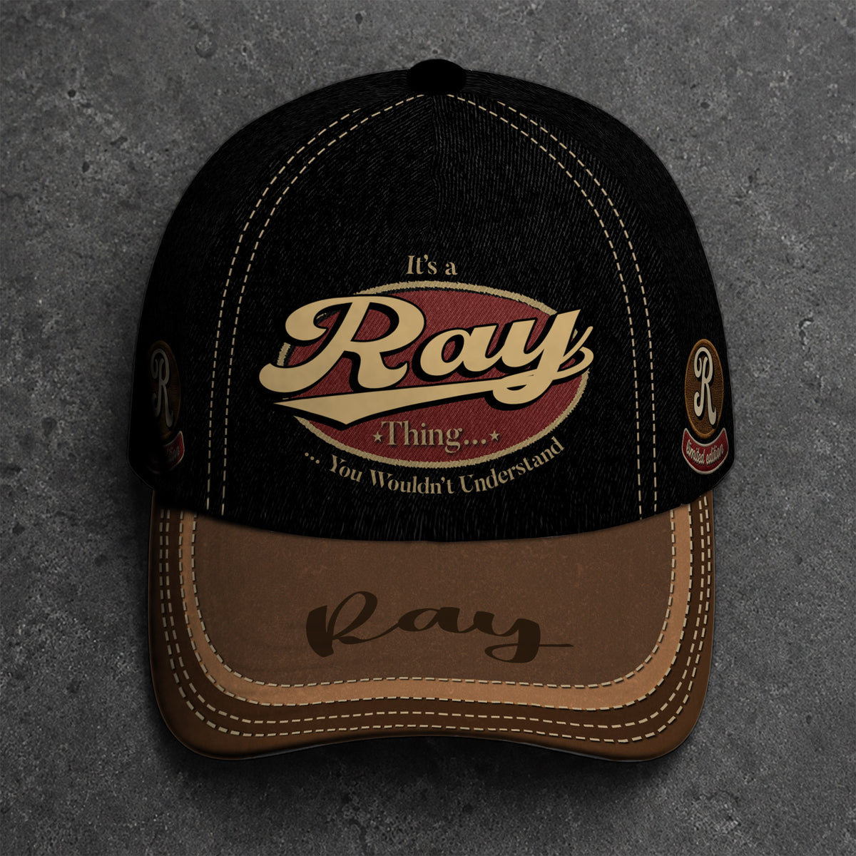 RAY  TC06 HH79 Personalized Distressed Baseball Cap, Custom Retro Trucker Hat, Statement Dad Cap