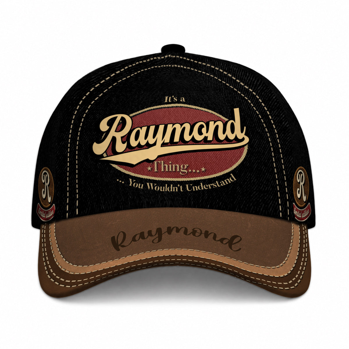 RAYMOND  TC06 HH79 Personalized Distressed Baseball Cap, Custom Retro Trucker Hat, Statement Dad Cap