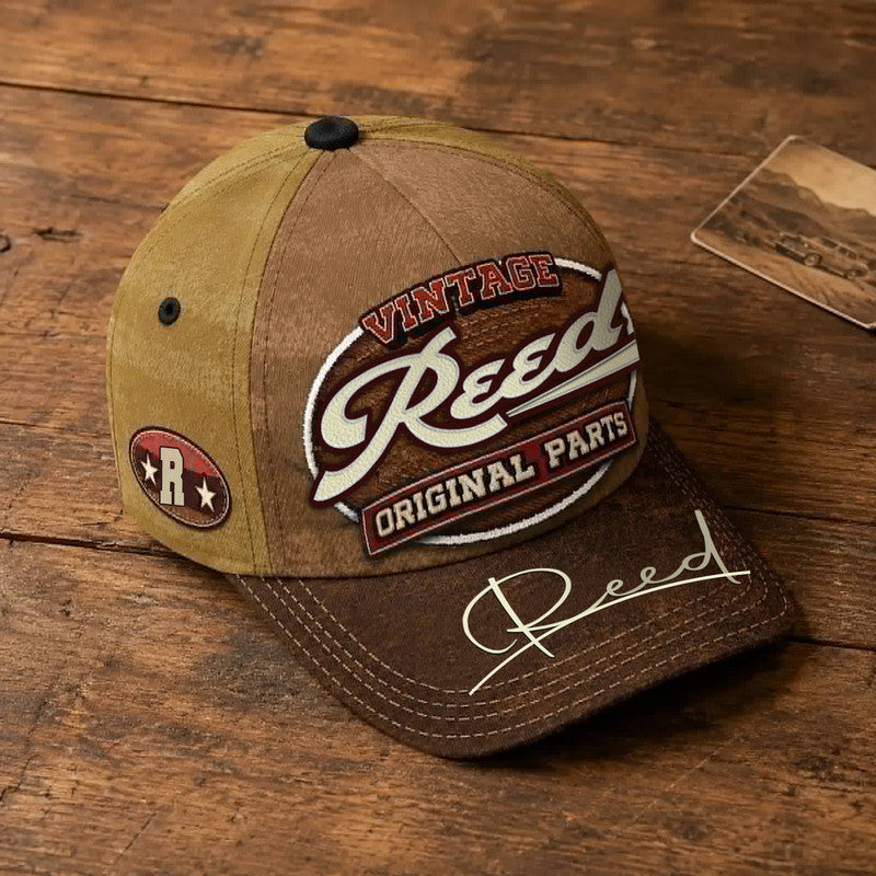 REED TC02 HH79  Personalized Name Baseball Cap, Vintage Retro Hat, Custom Gift for Him & Her