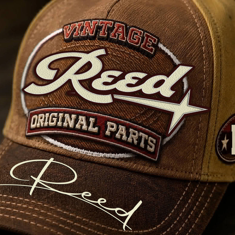 REED TC02 HH79  Personalized Name Baseball Cap, Vintage Retro Hat, Custom Gift for Him & Her