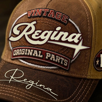 REGINA TC02 HH79  Personalized Name Baseball Cap, Vintage Retro Hat, Custom Gift for Him & Her