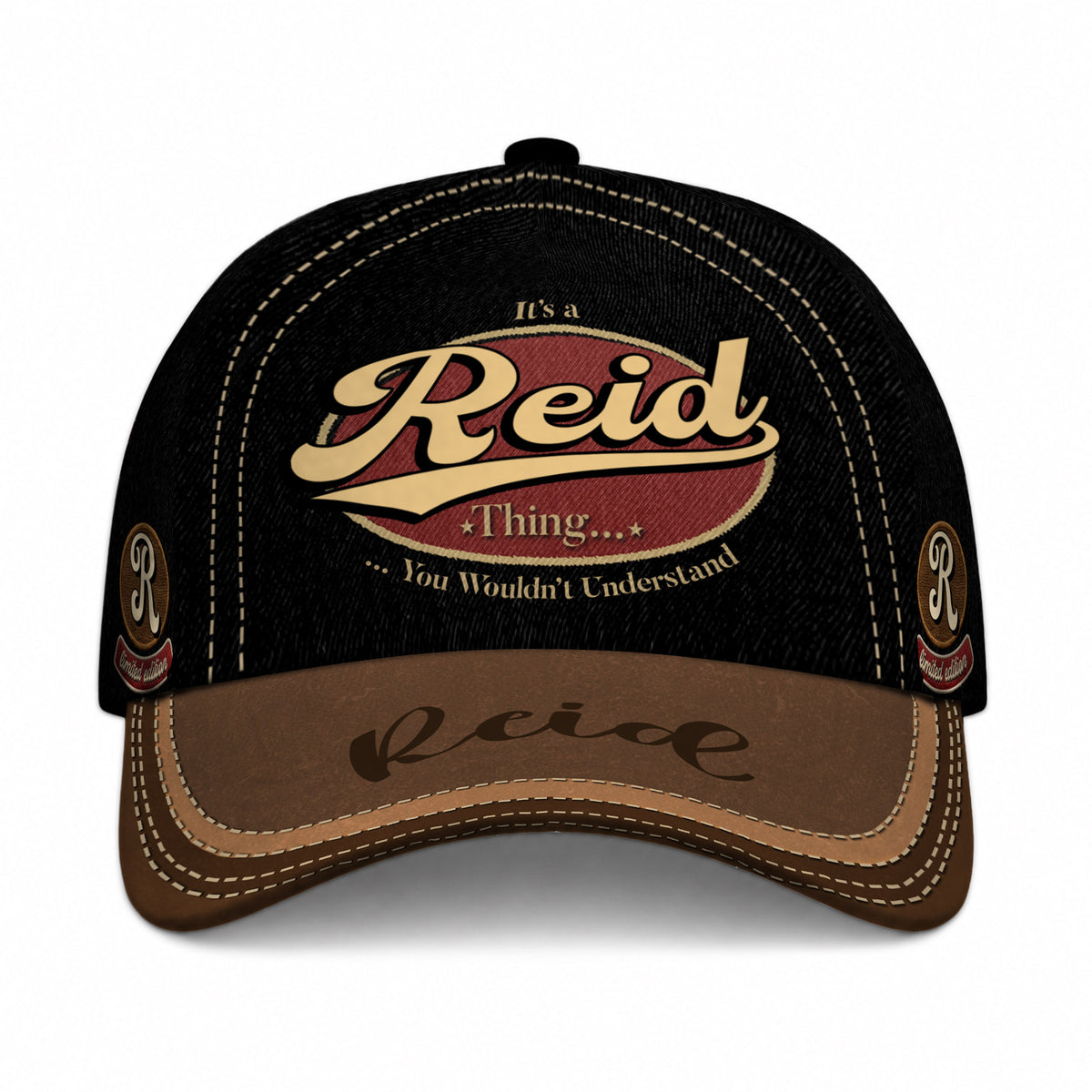 REID  TC06 HH79 Personalized Distressed Baseball Cap, Custom Retro Trucker Hat, Statement Dad Cap