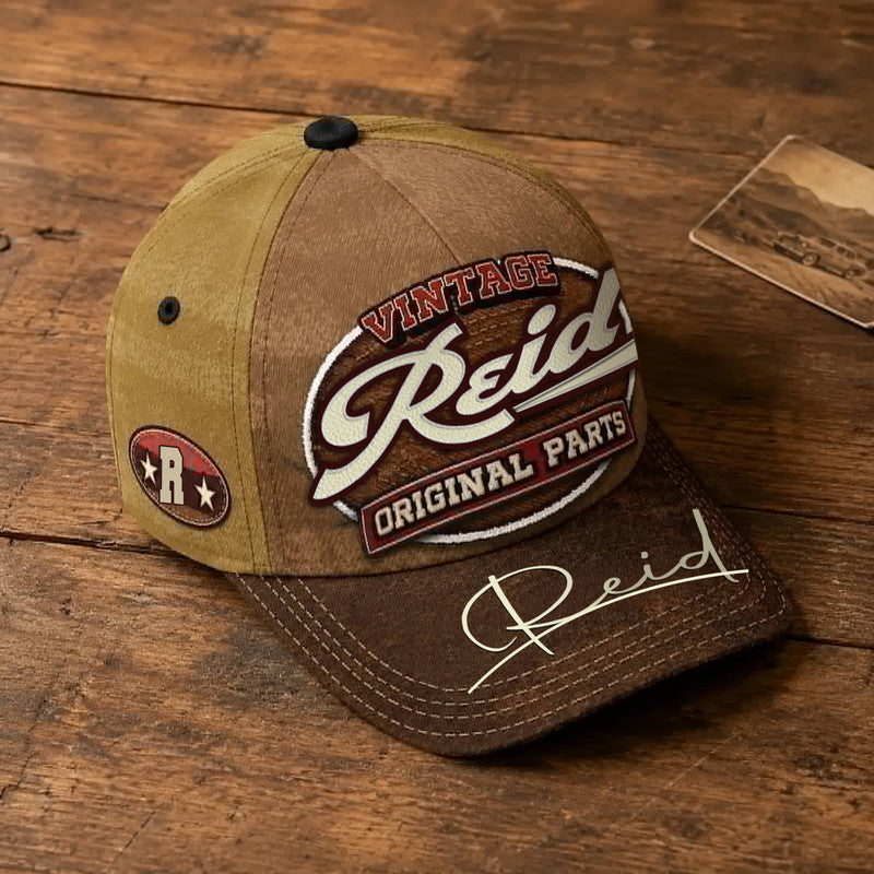 REID TC02 HH79  Personalized Name Baseball Cap, Vintage Retro Hat, Custom Gift for Him & Her