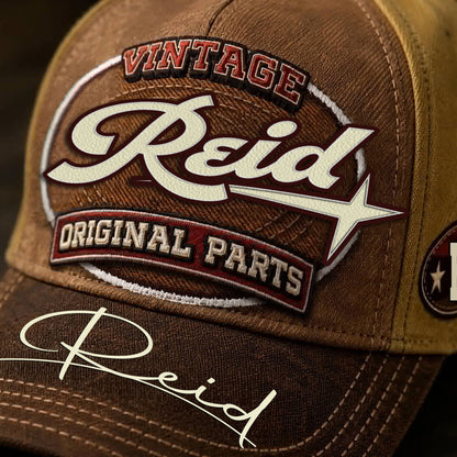 REID TC02 HH79  Personalized Name Baseball Cap, Vintage Retro Hat, Custom Gift for Him & Her
