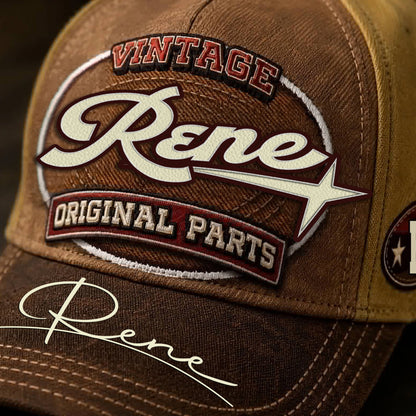 RENE TC02 HH79  Personalized Name Baseball Cap, Vintage Retro Hat, Custom Gift for Him & Her