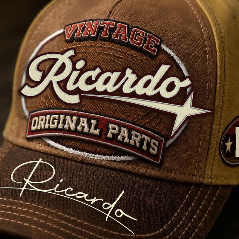 RICARDO TC02 HH79  Personalized Name Baseball Cap, Vintage Retro Hat, Custom Gift for Him & Her