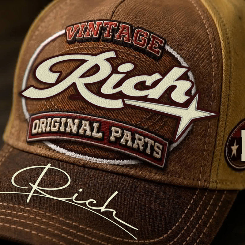 RICH TC02 HH79  Personalized Name Baseball Cap, Vintage Retro Hat, Custom Gift for Him & Her