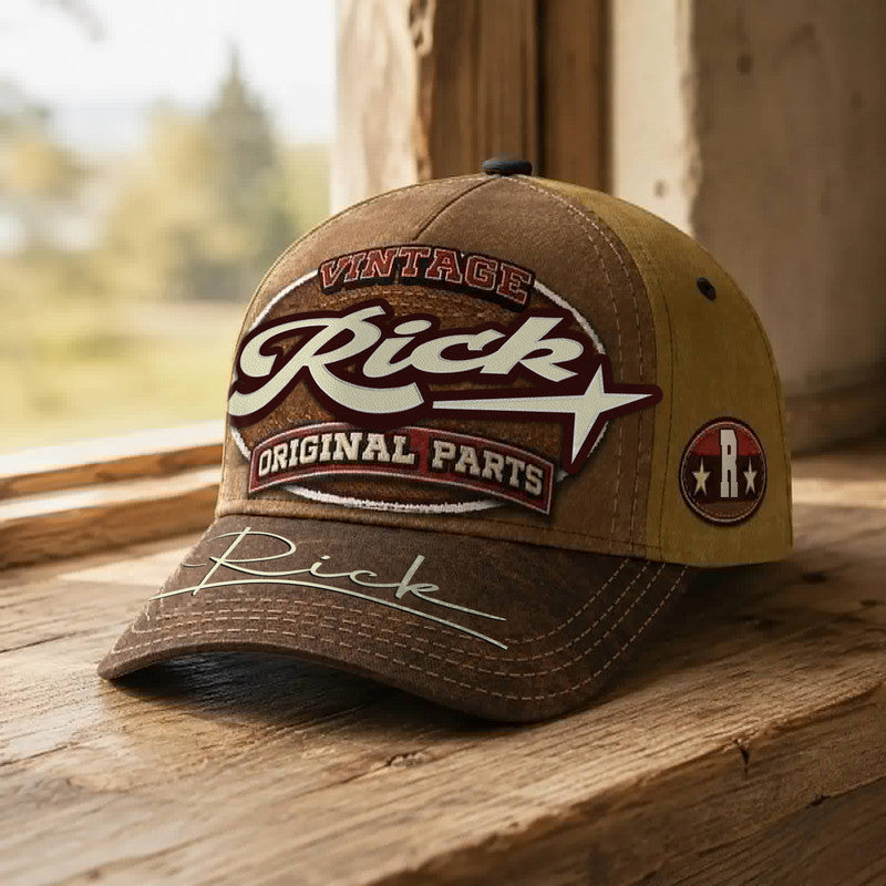 RICK TC02 HH79  Personalized Name Baseball Cap, Vintage Retro Hat, Custom Gift for Him & Her