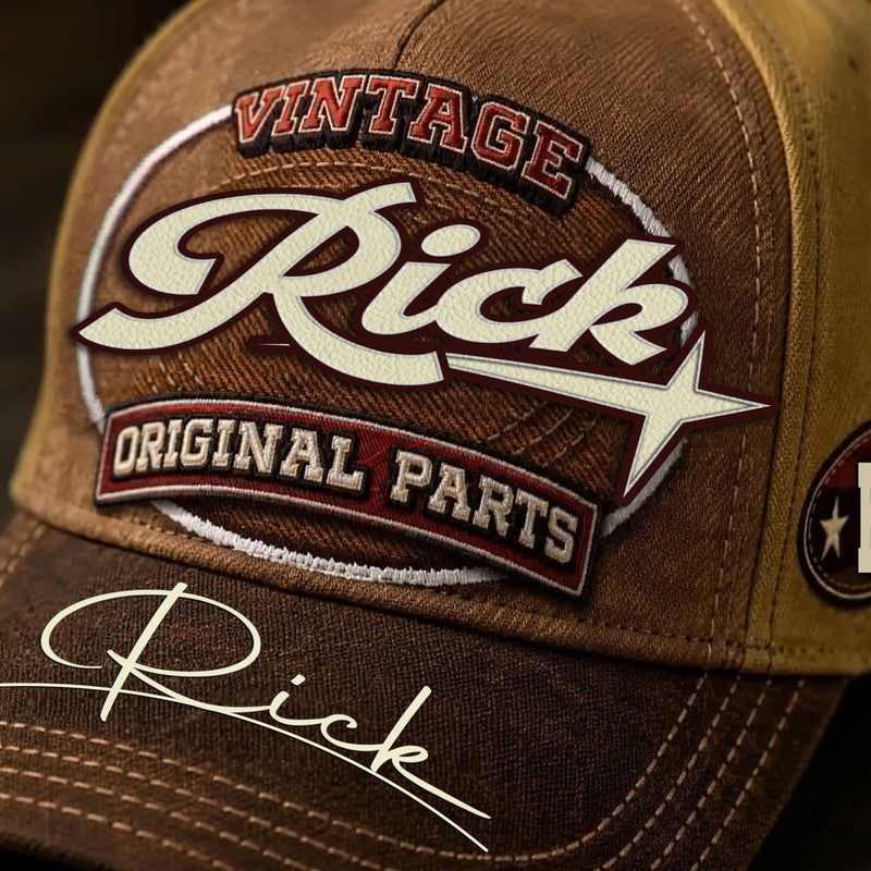 RICK TC02 HH79  Personalized Name Baseball Cap, Vintage Retro Hat, Custom Gift for Him & Her