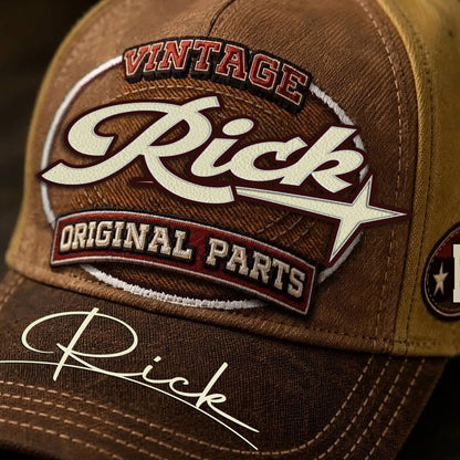 RICK TC02 HH79  Personalized Name Baseball Cap, Vintage Retro Hat, Custom Gift for Him & Her