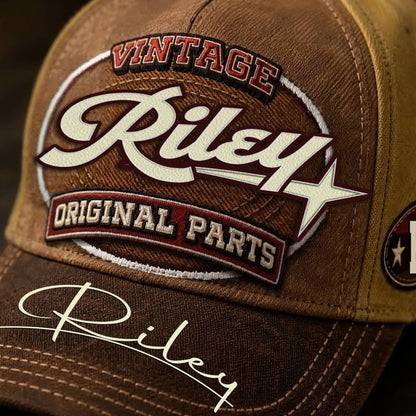 RILEY TC02 HH79  Personalized Name Baseball Cap, Vintage Retro Hat, Custom Gift for Him & Her