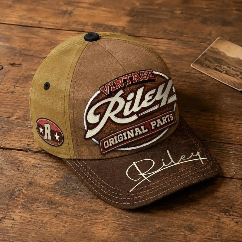 RILEY TC02 HH79  Personalized Name Baseball Cap, Vintage Retro Hat, Custom Gift for Him & Her