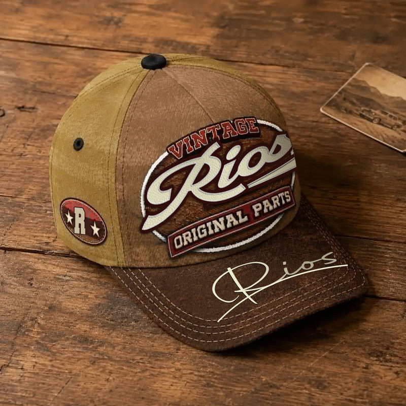 RIOS TC02 HH79  Personalized Name Baseball Cap, Vintage Retro Hat, Custom Gift for Him & Her
