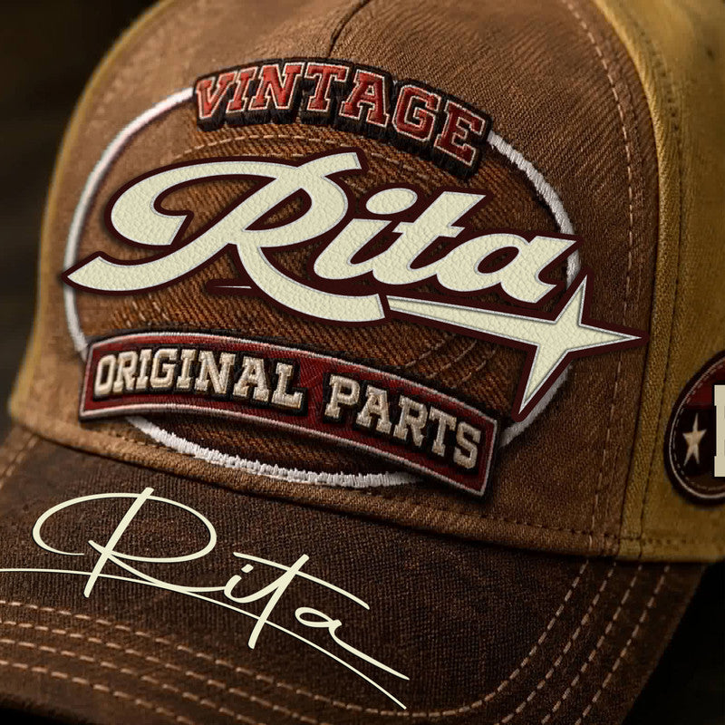 RITA TC02 HH79  Personalized Name Baseball Cap, Vintage Retro Hat, Custom Gift for Him & Her