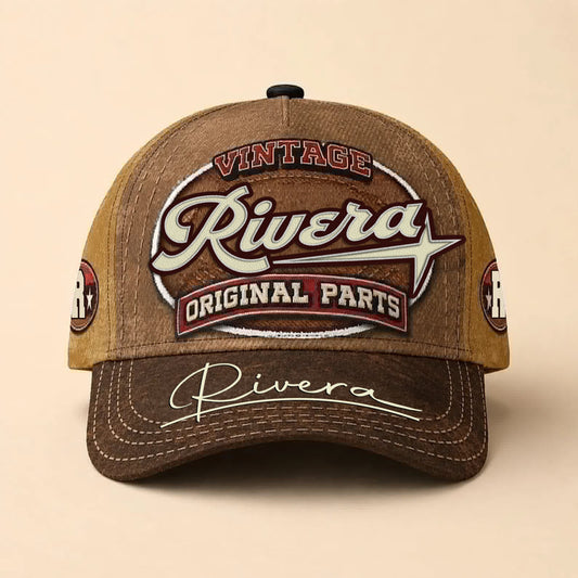 RIVERA TC02 HH79  Personalized Name Baseball Cap, Vintage Retro Hat, Custom Gift for Him & Her
