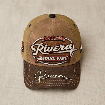 RIVERA TC02 HH79  Personalized Name Baseball Cap, Vintage Retro Hat, Custom Gift for Him & Her