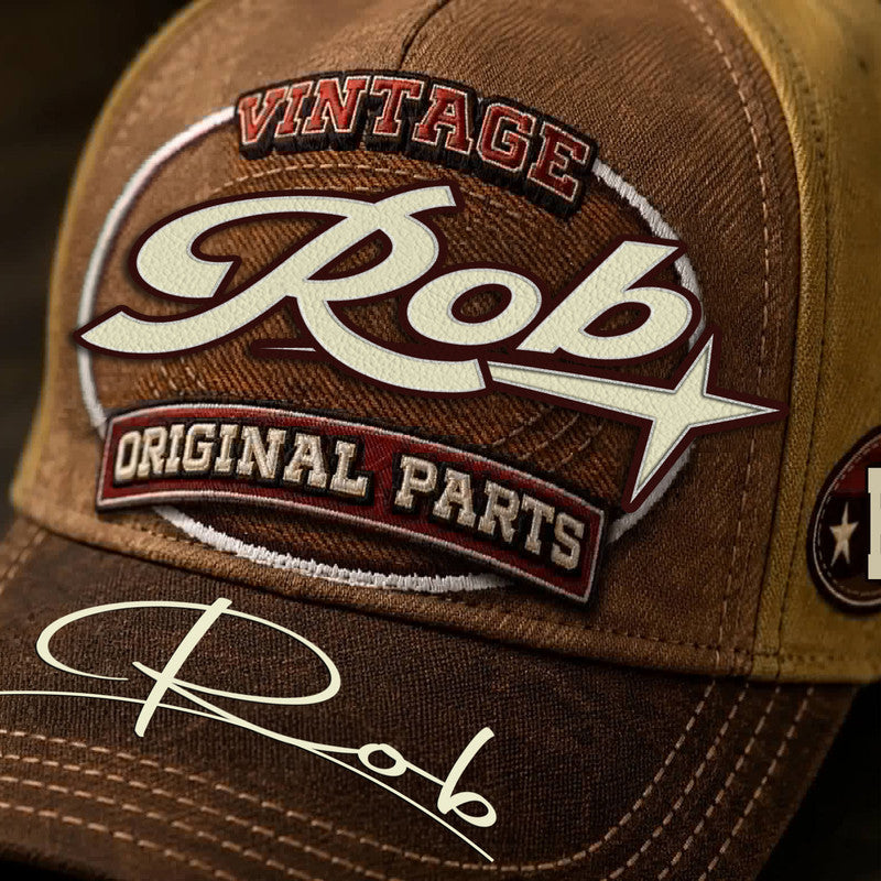 ROB TC02 HH79  Personalized Name Baseball Cap, Vintage Retro Hat, Custom Gift for Him & Her