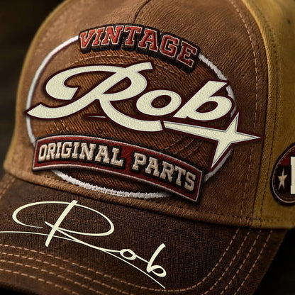 ROB TC02 HH79  Personalized Name Baseball Cap, Vintage Retro Hat, Custom Gift for Him & Her