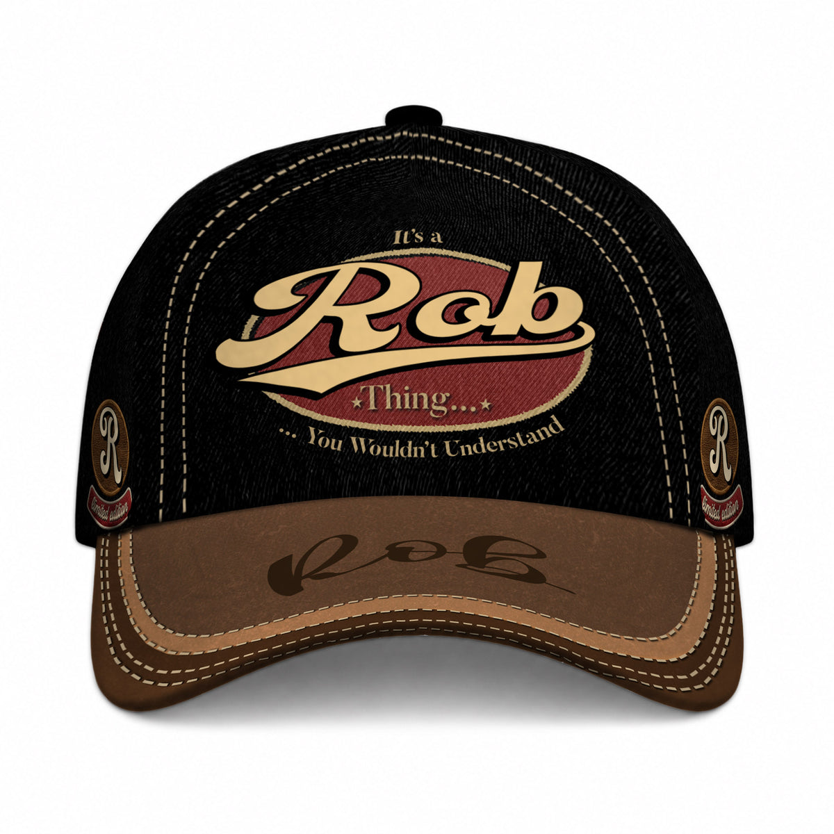 ROB  TC06 HH79 Personalized Distressed Baseball Cap, Custom Retro Trucker Hat, Statement Dad Cap