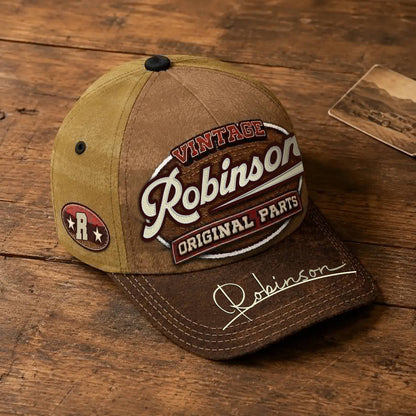 ROBINSON TC02 HH79  Personalized Name Baseball Cap, Vintage Retro Hat, Custom Gift for Him & Her
