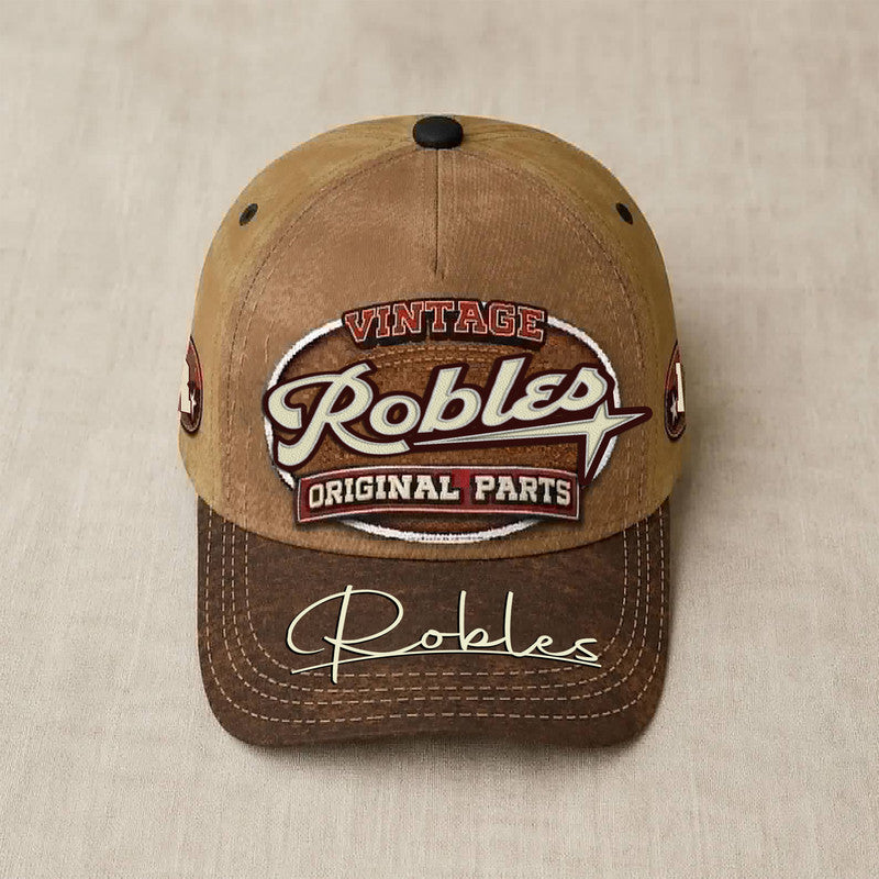 ROBLES TC02 HH79  Personalized Name Baseball Cap, Vintage Retro Hat, Custom Gift for Him & Her