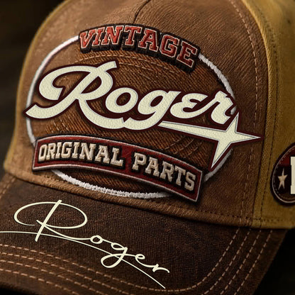 ROGER TC02 HH79  Personalized Name Baseball Cap, Vintage Retro Hat, Custom Gift for Him & Her