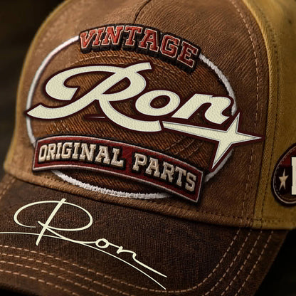 RON TC02 HH79  Personalized Name Baseball Cap, Vintage Retro Hat, Custom Gift for Him & Her