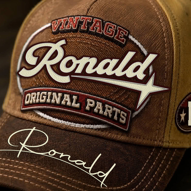 RONALD TC02 HH79  Personalized Name Baseball Cap, Vintage Retro Hat, Custom Gift for Him & Her
