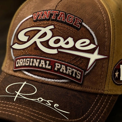 ROSE TC02 HH79  Personalized Name Baseball Cap, Vintage Retro Hat, Custom Gift for Him & Her