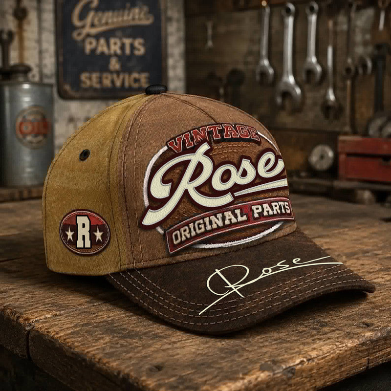 ROSE TC02 HH79  Personalized Name Baseball Cap, Vintage Retro Hat, Custom Gift for Him & Her